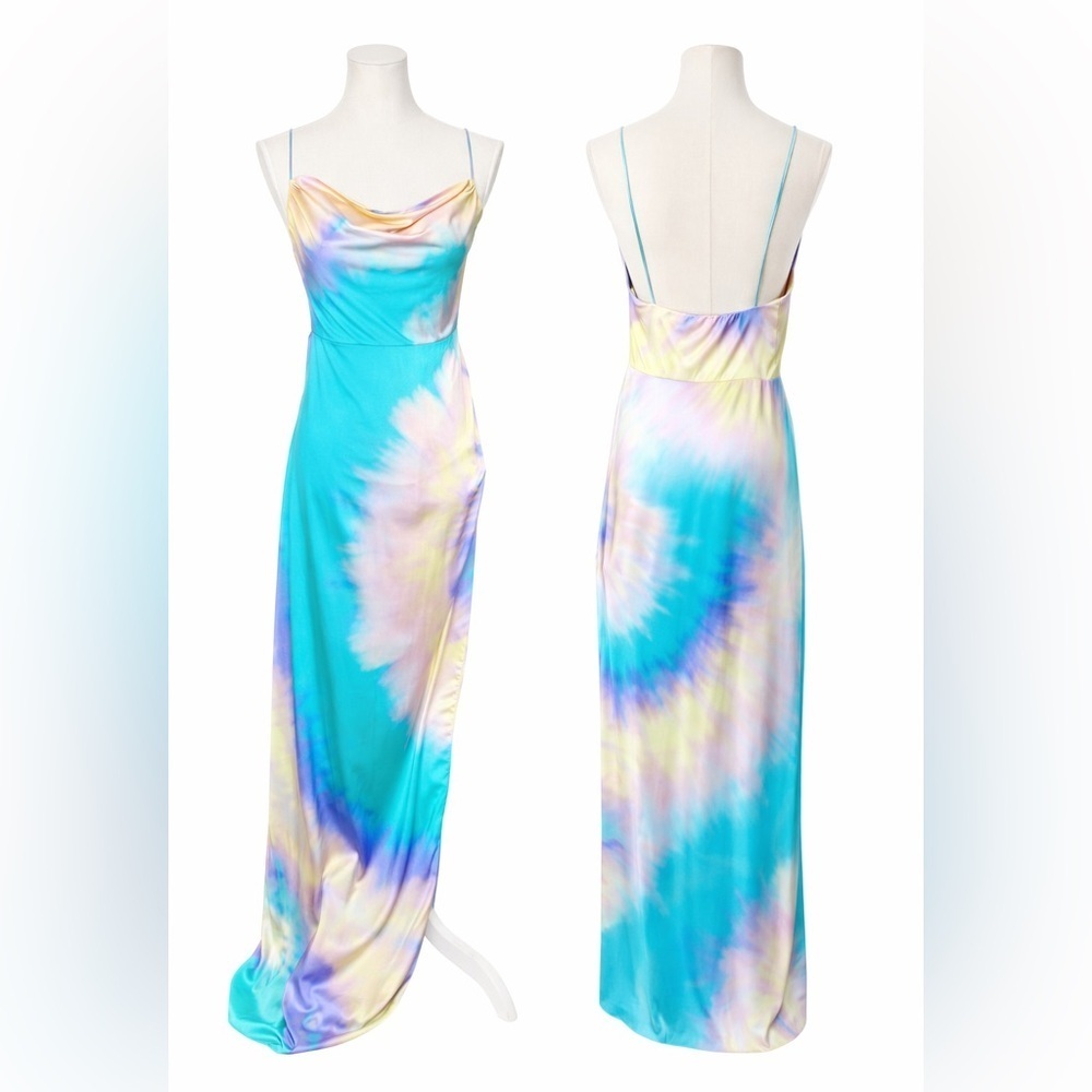 Retrofête Marlene Silk Tie Dye Maxi Gown Pastel Size Medium